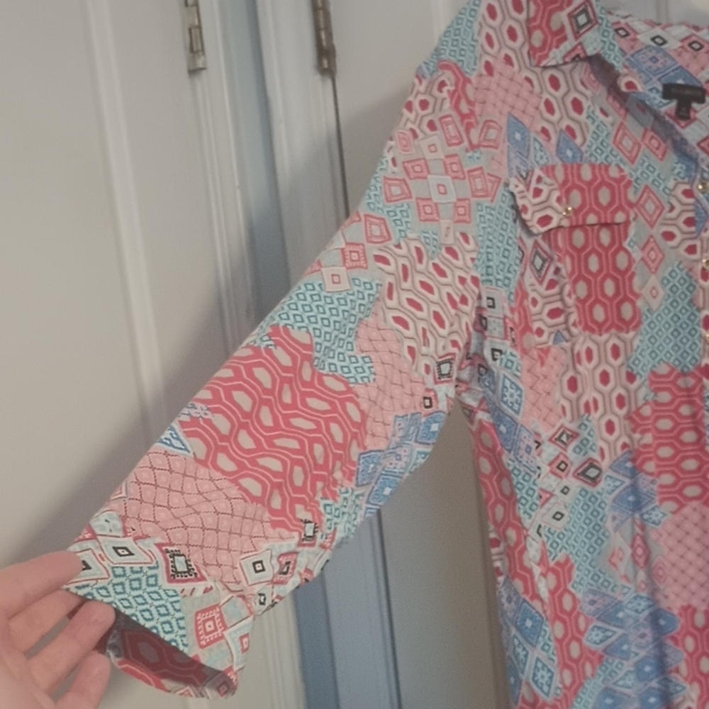 Talbots Multicolor Geometric Blouse - Picture 5 of 9